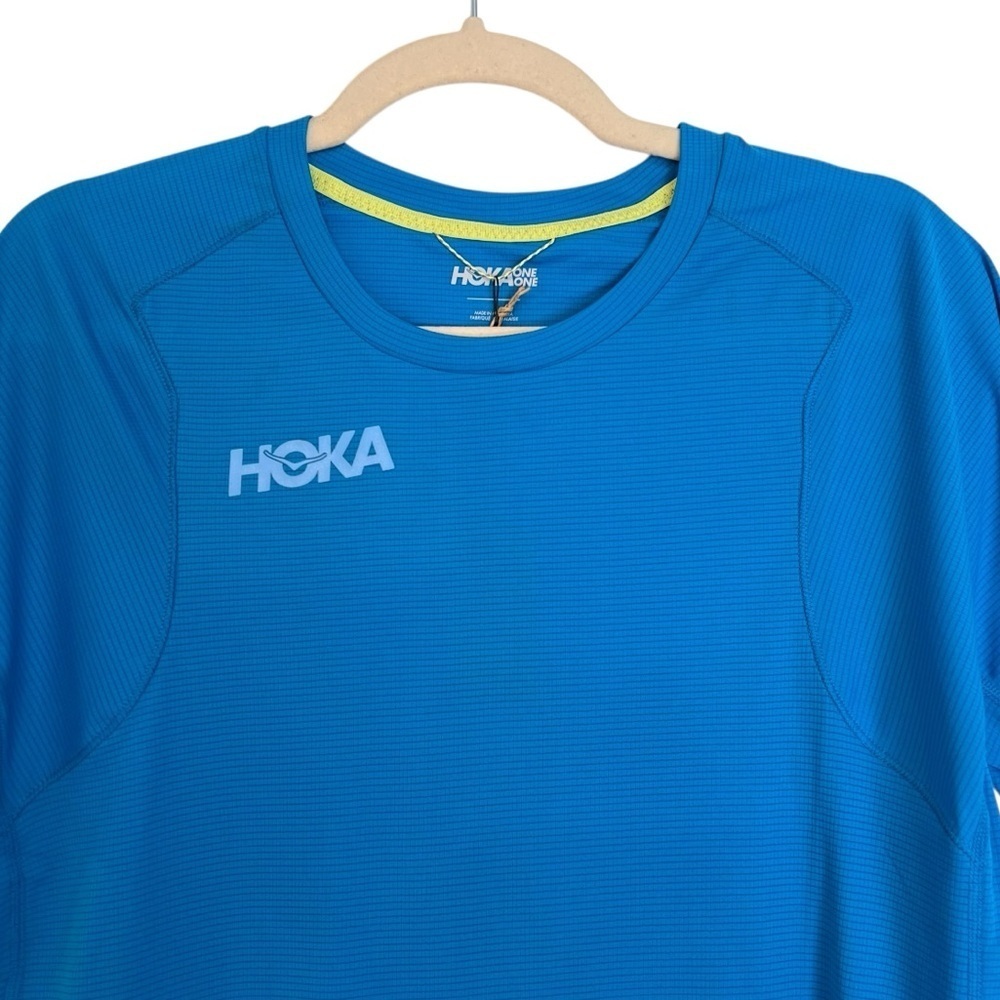 Hoka One One Men’s Glide Short Sleeve Shirt Dive Blue Small NWT Athletic Running - Picture 2 of 7